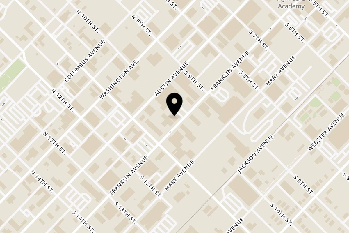 Map showing the location of Alpha Omega Grill & Bakery 929 Franklin Avenue on 929 Franklin Ave in Waco